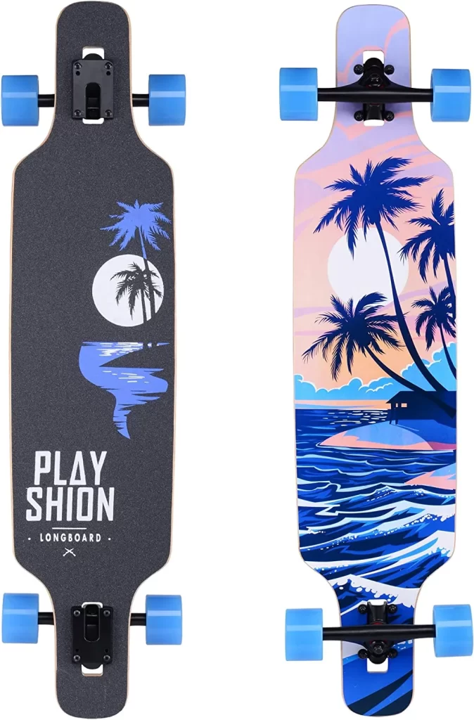 Playshion Drop Through Freestyle Longboard Skateboard Cruiser