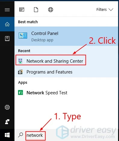 Network and Sharing center