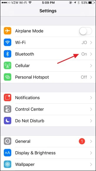 settings menu of your iPhone