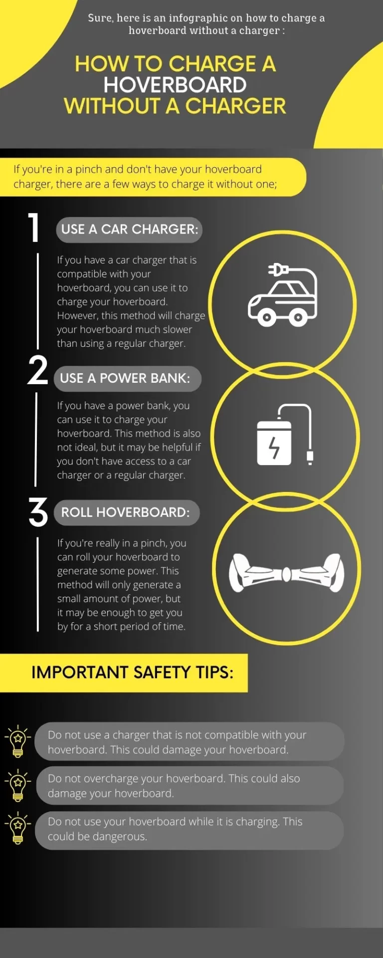 How To Charge A Hoverboard Without Charger infographics